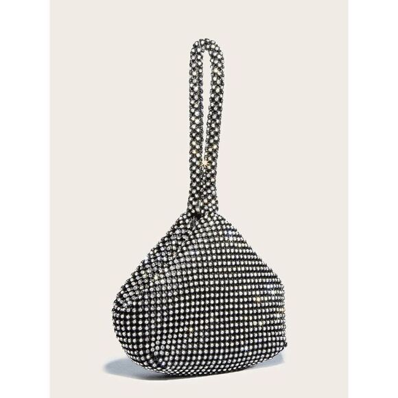 Rhinestone Decor Sparkly Shiny Bling Evening Party Purse Clutch Wristlet Bag NEW - Picture 5 of 16